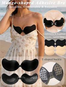 4 Pairs Invisible Adhesive Bra, Strapless Backless Push Up Bra For Women - Multicolor - View 2