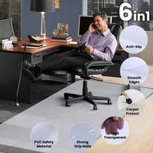 PVC Office Chair Mat, Non-Slip Floor & Carpet Protector For Desk Chairs, Heavy Duty Floor Mat For Home Office - 120x150cm - 查看 4