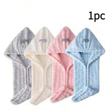 1pc Extra Large Wide-Banded Hair Drying Towel, Super Absorbent Quick-Dry Women Bath Cap, Headwrap - White - View 9