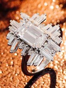 1pc Luxury Cubic Zirconia Ring, Women's Model, Suitable For Weddings, Engagements, Anniversaries, Parties, Also Can Be Used As Rings Or Valentine's Day Gifts - 1# - View 9