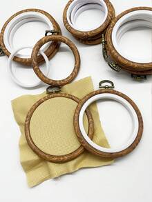 Mini Vintage Round Embroidery Hoops, 5/10pcs Set 8/10cm Cross Stitch Frames With Hanging Metal Clasps, Cute DIY Pendants, Compact And Portable For Room Wall, Backpack, Luggage Decoration - Antique Round - View 8