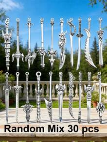 20/30/50/100/200 chiếc phụ kiện trang sức hợp kim bạc cổ điển, mặt dây chuyền hình kiếm để tự làm. - Bạc - Xem 14