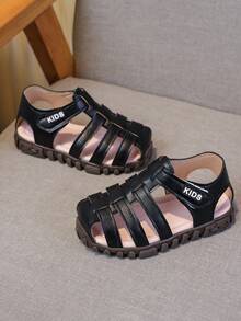 Summer New Kids Soft Bottom Beach Sandals, Non-Slip Breathable Roman Style Toddler Sandals, Suitable For 3-6 Years Old - Black - View 3