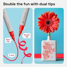 ARTISTRO 2 Red Dual-Tip Acrylic Paint Pens - Multisurface Markers For Glass, Rock, Fabric, Wood, Plastic &Amp; More - 1 Mm Fine &Amp; Brush Tips - MàuF - Xem 4