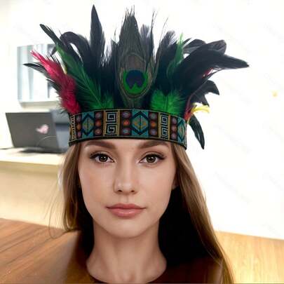 1 Boheemse haarband van kunstveren, gotische haarband, verstelbare maat, verkrijgbaar in verschillende kleuren, een onmisbaar accessoire voor foto's, dagelijkse outfits, feestelijke gelegenheden en als kerstcadeau.