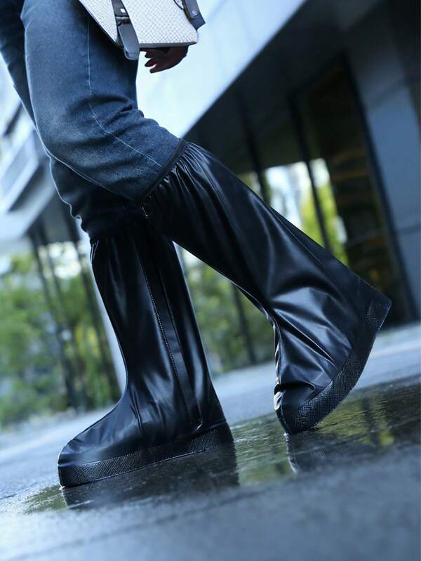 1 Pair Black Foldable Portable Rain Shoe Covers,Waterproof Shoe Covers,Thick Non-Slip Waterproof Shoe Covers - Reusable Non-Slip Rain Boots, Outdoor High-Top Shoe Covers, Adult Foot Covers, Wear-Resistant Outdoor High-Top Shoe Covers Suitable For Rainy Riding And Sandy Beaches, Summer Cooling, Beaches, Travel Insulation, Pets, Carnivals, Spring/Summer Choice, Bridesmaid Gift, Indoor, Bedroom Decor, Beaches, Travel, Men, Women, Vacation, Cute Trinket