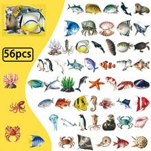 56张全新逼真海洋动物贴纸 - 高透明PET鱼形贴纸，适用于创意手工 - 56件 - 查看 11