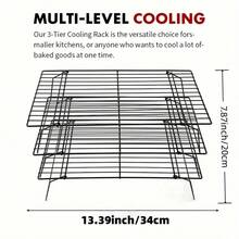 Rejilla de enfriamiento para hornear, rejilla de enfriamiento plegable de 3 niveles, utensilios para hornear, accesorios de hornear, rejilla de secado de galletas y pasteles, adecuada para la cocina, imprescindible para cocinar al aire libre, regalo ideal para mujeres. - Paquete de 3 piezas - Ver 2