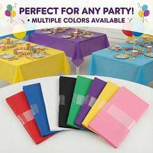 Plastic Table Cloth Disposable 8 Pack, 54 X 108 Inch Table Cloths, Valentines Day, Thanksgiving, Christmas Decorations, Fall Tablecloths, Rectangle, Plastic Cover, Leakproof & Sturdy, Red - Red - View 3