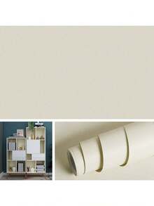 1卷米色纯色自粘壁纸,可移除PVC贴纸,适用于卧室、客厅家居装饰墙面,家具翻新,DIY简易安装,尺寸:15.7英寸 x 39.3英寸/118.1英寸/196.8英寸 - 米色 - 查看 2