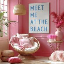 1pc Meet Me At The Beach Wall Art, Minimalist Motivational Framed Wall Art, Wrapped Canvas Poster Vintage Prints, Meet Me At The Beach - Minimalist, Minimalist, Modern, Clean Style, Birthday Party Decor, Decorative Wall Art For Living Room Bedroom Office, Hanging Hardware Included - Wrapped Framed Canvas, Vertical - Framed Canvas - View 8