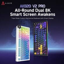 AJAZZ AK820 V2 PRO Versatile Dual 8K Triple-Mode Smart Display Customizable Mechanical Keyboard, Gaming Keyboard With Enhanced Battery, Long Lasting, RGB Lighting, Music Rhythm Support, Customizable Web Driver, Newly Upgraded All-In-One Multifunctional Knob - View 2