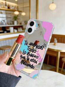 彩色波浪和标语印花镜面手机壳，西班牙语治愈文字，透明软边硬背防刮防震保护套，兼容苹果 7P XR 11 12 13 14 15 16 Pro Max 17ProMax 17PRO Air 17 和三星 Galaxy S22 S23 S24 S25 Ultra, A13 A14 A15 A16 A53 A54 A55 等。 - 銀色 - 查看 6