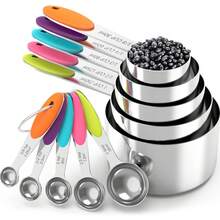 Measuring Cup And Spoon Set, Stainless Steel Measuring Cup And Spoon With Silicone Handle, Measuring Spoon Set, Graduated Measuring Cup And Spoon Combo, Suitable For Dry And Liquid Ingredients - Kitchen Supplies - Baking Tools - Multicolor - View 15