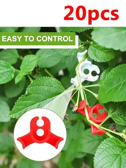 20pcs Plastic Garden Plant Clips, Red Plant Cultivation Fixers, 90 Degree Bending Clips