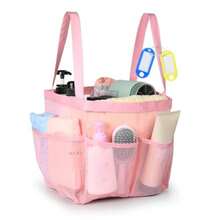 Temede Mesh Shower Caddy Tote, Large Shower Caddy Basket Portable, Quick Dry Hanging Toiletry Bag, 8 Storage Pocket Bath Organizer For College Dorm, Gym, Camp, Travel (Pink) - 粉色 - 查看 7