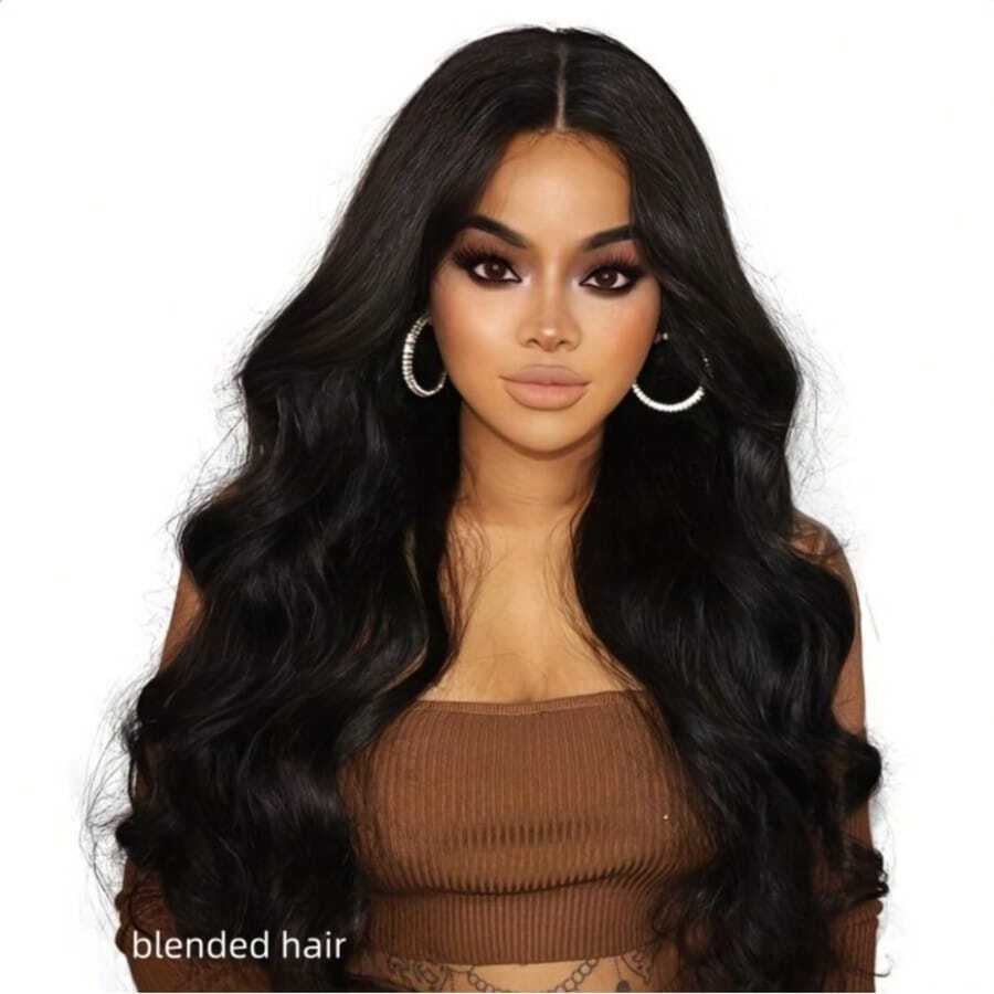 360 Full Lace Body Wave Wigs 13x4 Body Wave Lace Frontal Wigs Human Blended Hair 32 Inch 13x4 Body Wave Lace Front Wigs Human Blended Hair Pre Plucked 180% Density Wigs For Women Natural Black Body Wave Glueless Wig - Natural & Black - View 1