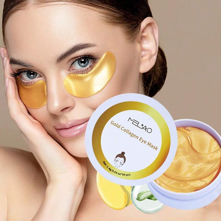 MELAO MELIAO Gold Collagen Eye Mask Patches - 60 Pairs, Anti-Aging Eye Masks, Effectively Reduce Wrinkles, Dark Circles And Puffiness, Enriched With Gold, Moisturizing And Firming, Great Gift For Women - 1.4g Per Piece - Gold - View 1