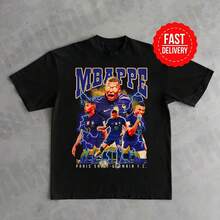 Bootleg Football Tee Vintage Kylian T-Shirt Y2K Shirt Custom Vintage DesignA Soccer Fan Gift - 黑色 - 查看 1
