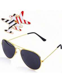 5pcs/Set Holiday Themed Flight Attendant Hat, Scarf, Brooch, Gloves, Glasses, Cabin Crew Cosplay Accessories, Stewardess Outfit Attire - Multicolor - View 6