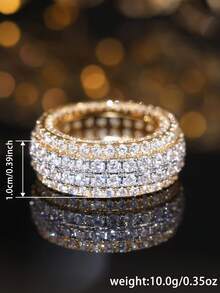 1 chiếc nhẫn Cubic Zirconia tinh tế, phù hợp cho nữ, có thể đeo trong các dịp cưới hỏi, lễ đính hôn, kỷ niệm, tiệc tùng, Ngày Valentine, cũng là món quà tuyệt vời dành cho mẹ hoặc Ngày của Mẹ. - 1 # - Xem 7