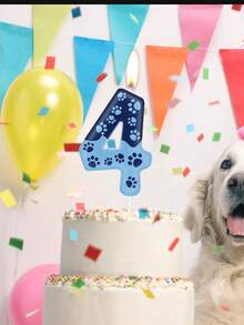 New Blue Cat Paw & Dog Paw Digit 0-9 Game Themed Birthday Anniversary Wedding Single Party Animal Themed Cake Decorative Candles - View 3