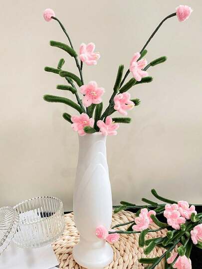 1Pc Sweet Pink Simulated Peach Blossom Elegant Spring Decoration, Artificial Plants , No Need To Care For Vase Filling, Mother's Day Gift Bouquet Suitable For Weddings, Festivals, Gatherings, Gardens, Home Decoration