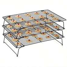 Rejilla de enfriamiento para hornear, rejilla de enfriamiento plegable de 3 niveles, utensilios para hornear, accesorios de hornear, rejilla de secado de galletas y pasteles, adecuada para la cocina, imprescindible para cocinar al aire libre, regalo ideal para mujeres. - Paquete de 3 piezas - Ver 8