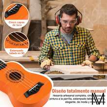 Kit De Ukelele Soprano Acústico Madera Universal 21pulgadas Con Afinador, Gurkitsy® Ukulele 4 Cuerda 21in Concierto Acustico Con Afinador Electrónico, Correa, Bolsa 15pcs Accesorio Para Adulto Y Niños - Naranja Coral - Ver 4