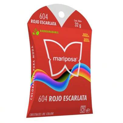 COLORANTE DE TELAS CRISTALES 32 G 604 ROJO ESCARLATA MARIPOSA 34875