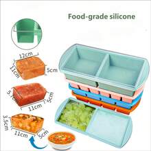 1 pieza Molde de cubitos de hielo de silicona grande con tapa, apto para separar en el fondo de la olla de sopa, alta capacidad para hacer cubitos de hielo, recipiente para almacenar cubitos de hielo - Verde - Ver 3