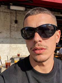 Y2K Style Oversized Black Plastic Retro Fashion Glasses, Fashionable Street Wear, Unisex Outdoor Travel Beach Casual Decoration Daily Wear Summer - Black - View 1