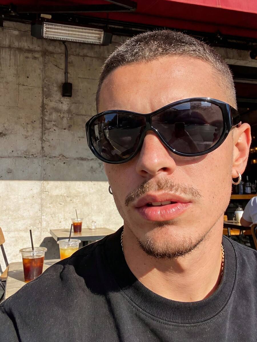 Y2K Style Oversized Black Plastic Retro Fashion Glasses, Fashionable Street Wear, Unisex Outdoor Travel Beach Casual Decoration Daily Wear Summer - Black - View 1