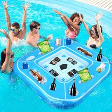 1pc Large Floating Card Table, 4ft Floating Swimming Pool Card Game Table With Waterproof Playing Cards, Inflatable Card Game Tray Accommodates 4-6 People, Adult Inflatable Swimming Pool Bar, Summer Swimming Pool Accessories Inflatable Fruit Cup Holder & Ice Bucket Tray, Suitable For Beach Resort, Cruise, Lake House, Pool Side, Camping & Recreation - Nhiều màu - Xem 10