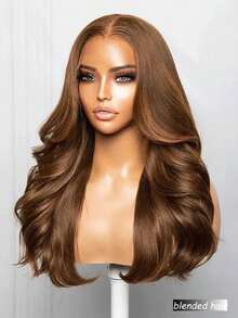 28 Inch Body Wave Lace Front Wigs Human Blended Hair Pre Plucked Glueless Wigs 13x4 HD Body Wave Lace Front Wigs Human Blended Hair For Women 180% Density Lace Closure Wigs Brown - Brown - View 3