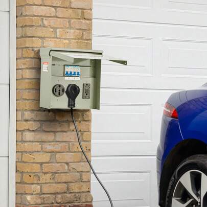 Temporary Power Outlet Panel, 20 30 50 Amp, RV EV Electrical Outlet Panel, With NEMA 50 Amp NEMA 30 Amp GFCI 20 Amp Receptacle Installed, Pre-Wired IP54 Weatherproof Box, For RV Camper Motorhome