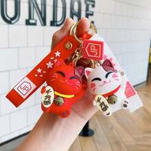 Lucky Cat ManekiNeko Keychain With Carabiner Strap - 顏色 - 查看 3