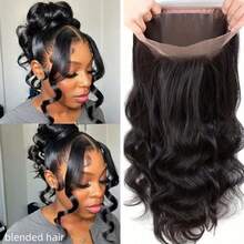 28 Inch Human Blended Hair Wig Body Wave Lace Front Wigs 180% Density 13x4 Pre Plucked HD Front Lace Wig Natural Hairline With Baby Hair Glueless Wigs For Women Natural Black - Natural & Black - View 5