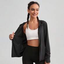 UPF50+ Ultra-Thin Women's Long Sleeve Sunscreen Jacket, Single Layer Breathable Outdoor Sports Windbreaker Black Spring - Black - View 12