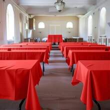 Plastic Table Cloth Disposable 8 Pack, 54 X 108 Inch Table Cloths, Valentines Day, Thanksgiving, Christmas Decorations, Fall Tablecloths, Rectangle, Plastic Cover, Leakproof & Sturdy, Red - Red - View 4
