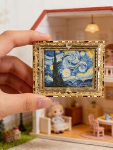 1:12比例迷你复古风格油画框模型 - 欧式金雕装饰油画模型，多种风格和设计，适合口袋场景装饰和DIY微缩景观装饰 - 7.7*6.5cm - 查看 8