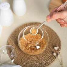 玻璃蜂蜜罐，带勺盖，蜂蜜瓶，蜂蜜容器分配器，番茄酱容器，油醋汁罐 - 無色 - 查看 3