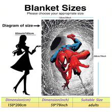 Marvel Spider-Man Themed Flannel Blanket, Featuring A Black, White And Gray Spider Web Tunnel Design, Highlighting The Dynamic Scene Of Spider-Man Traversing Perilous Environments. This Soft And Warm Blanket Can Be Used As A Sofa Cover, Nap Blanket, Or Bedding Decor. - Multicolor - View 17
