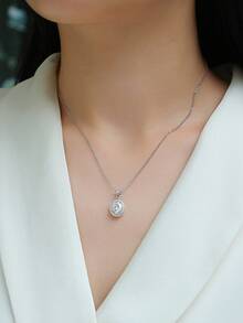 Dây chuyền bạc 925 đính đá Moissanite, mặt dây chuyền tối giản không gây dị ứng, món quà sang trọng cho Ngày Valentine, Ngày của Mẹ, Sinh nhật, Bạn gái, Vợ, Mẹ (Kèm hộp quà) - Bạc - Xem 3