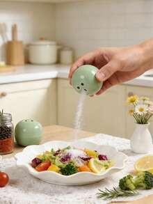 2pcs Ceramic Salt And Pepper Shaker Set, Pea Shaped With Textured Glaze Finish, Gift Box Packaging, Suitable For Kitchen, Dining, Parties, Housewarming, Valentine's Day, Birthday Gifts - Mint Green - View 6