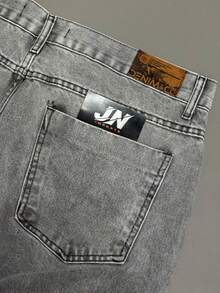 Light Gray Baggy Jeans, Basic Style, Unique Sportlife Denim Original - Light Grey - View 11