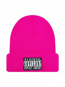 1pc Women's Casual Letter Embroidered Acrylic Beanie Hat, Spring/Summer - Multicolor - View 3