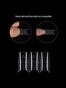 150pcs/Box Transparent Full Cover Double-Layer Nail System UV Gel Acrylic Nail Art Mold, Reusable Wide Square Pre-Cut Toenail Extension Mold - Multicolor - View 6