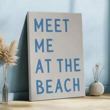 1pc Meet Me At The Beach Wall Art, Minimalist Motivational Framed Wall Art, Wrapped Canvas Poster Vintage Prints, Meet Me At The Beach - Minimalist, Minimalist, Modern, Clean Style, Birthday Party Decor, Decorative Wall Art For Living Room Bedroom Office, Hanging Hardware Included - Wrapped Framed Canvas, Vertical - Framed Canvas - View 2
