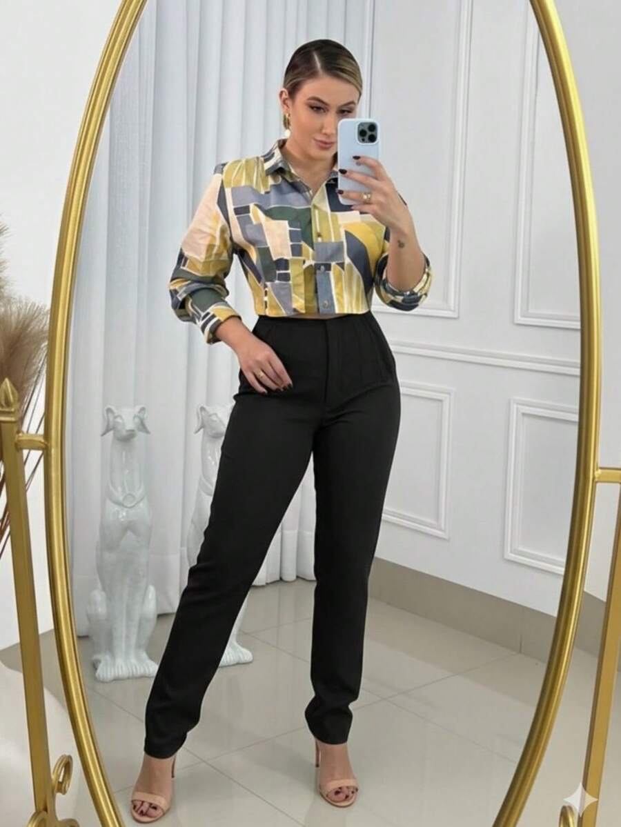 ZRA Women's High-Waisted Tailored Trousers - New Fashion - 黑色的 - 查看 1